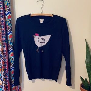 JCrew navy wool chicken sweater